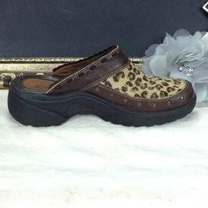 Romika Brown Leather Cheetah Mule/Clogs 4 for $25